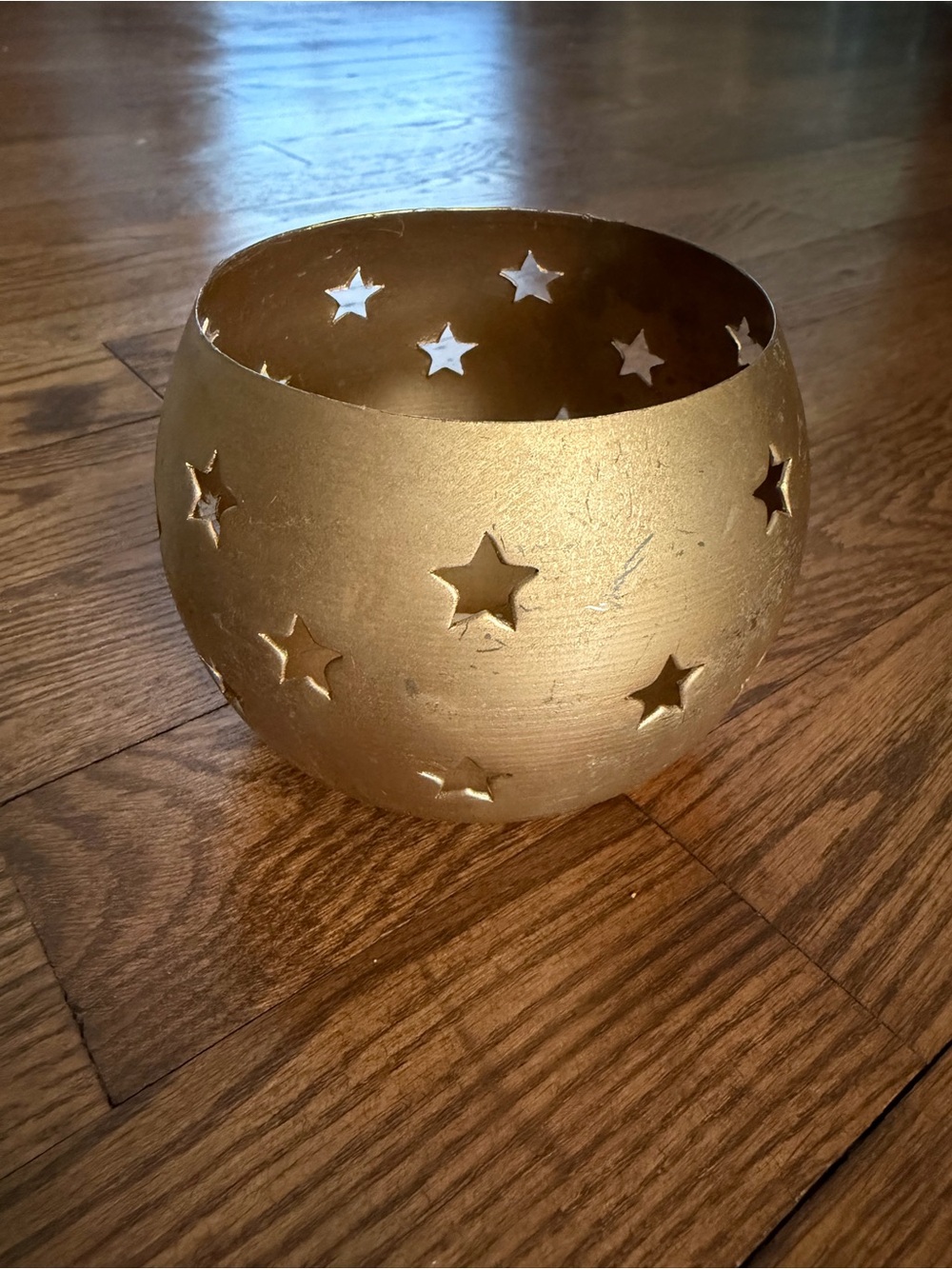 Vintage 2001 Gold Celestial Star Metal Votive Candle Holder Whimsigoth